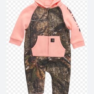 Carhartt Infant Camo and Coral Hooded Onesie